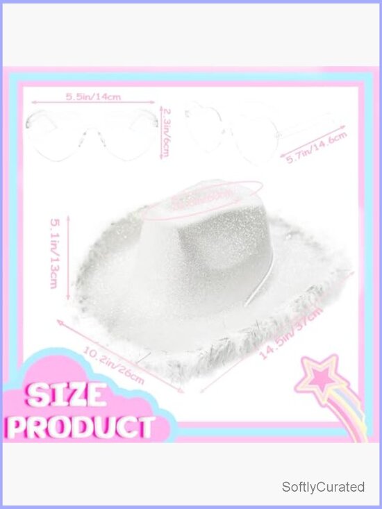 Cowgirl Hat Set with Heart Sunglasses & Body Glitter